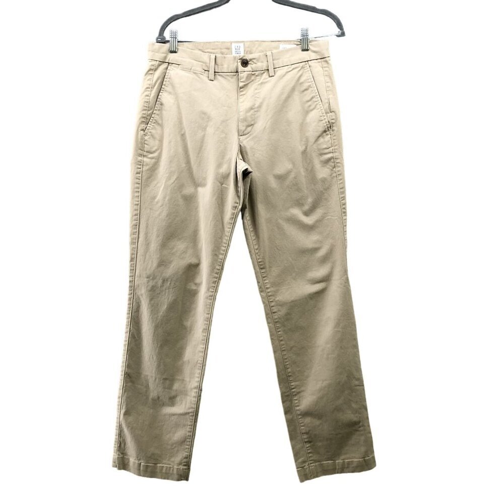 GAP Essential‎ Khaki Straight Leg Chino Pants Mens 31x32 Beige Flat Front